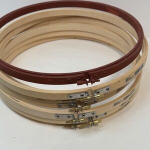 Lot 0f 7 Round 9" Embroidery Hoops Wang's International Inc Wood Quilting Hoop